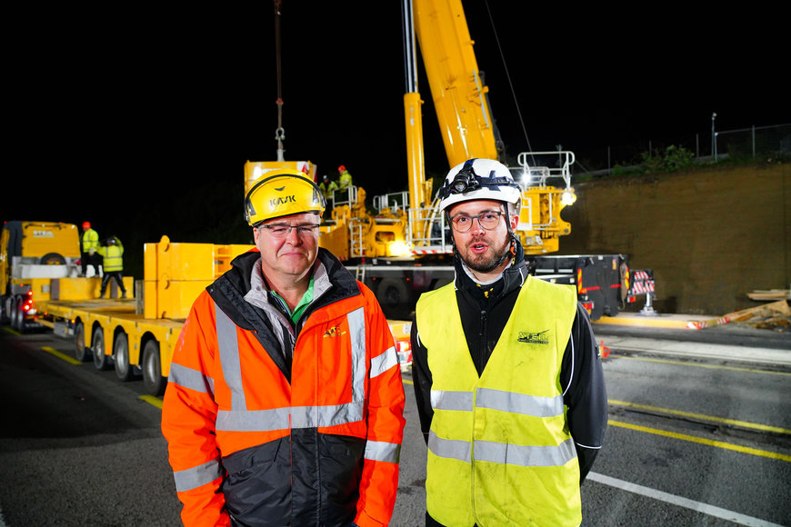 Night shift in Luxembourg: Liebherr crane duo lifts 92-tonne motorway bridge